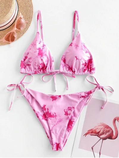 Bikini Halter Tie Dye con Diseño Anudado - Image 6