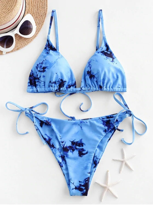 Bikini Halter Tie Dye con Diseño Anudado - Image 5