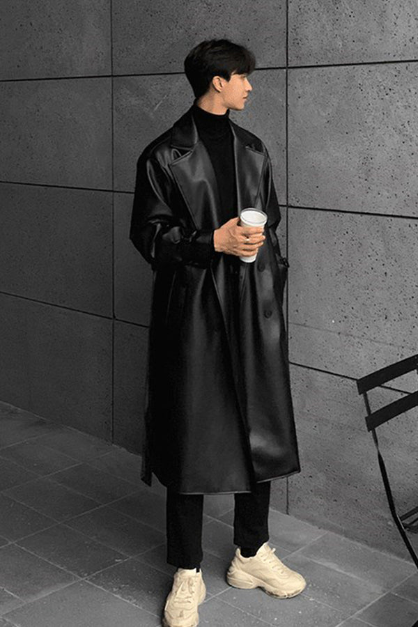 Chaqueta de Cuero Sintético Slim Fit Coreana para Hombre - Estilo Tendencia