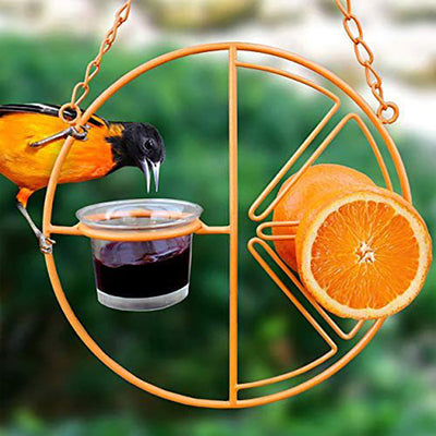 Comedero para Pájaros Oriole con Dispensador de Jalea y Frutas - Colgante Metálico para Jardín - Image 2