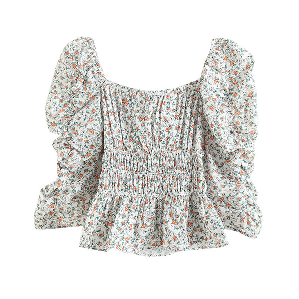 Blusa Larga Estampado Floral Cuello Cuadrado para Mujer