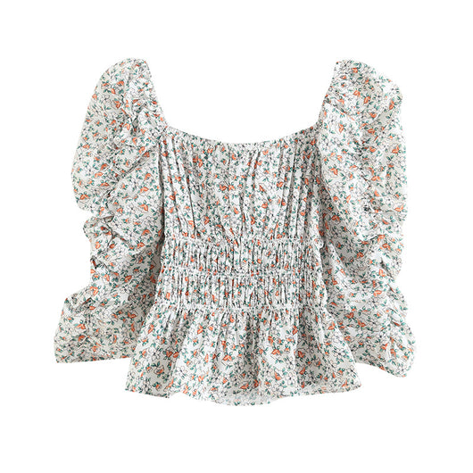 Blusa Larga Estampado Floral Cuello Cuadrado para Mujer