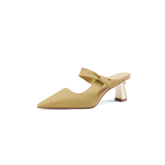 Pantuflas de Tacón Alto en Cuero Genuino con Punta Afilada para Mujer - Image 7