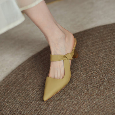 Pantuflas de Tacón Alto en Cuero Genuino con Punta Afilada para Mujer - Image 4