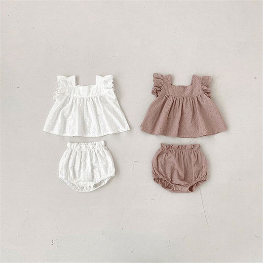 Conjunto de Dos Piezas con Encaje para Bebé Niña