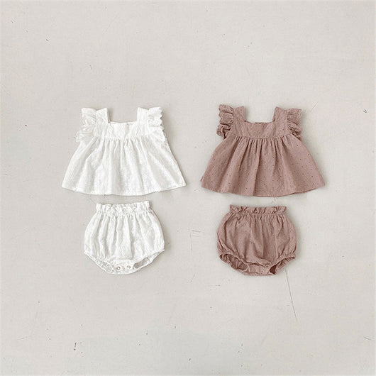 Conjunto de Dos Piezas con Encaje para Bebé Niña