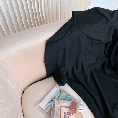 Camiseta Slim Fit Mujer Manga Corta Color Puro - Image 2