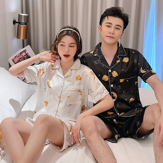 Pijama de Pareja en Seda de Hielo - Manga Corta Verano