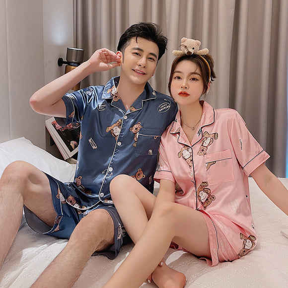 Pijama de Pareja en Seda de Hielo - Manga Corta Verano