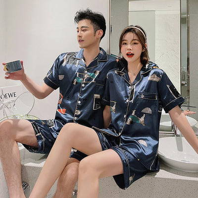 Pijama de Pareja en Seda de Hielo - Manga Corta Verano - Image 8