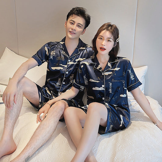 Pijama de Pareja en Seda de Hielo - Manga Corta Verano - Image 10
