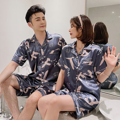 Pijama de Pareja en Seda de Hielo - Manga Corta Verano - Image 11