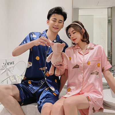 Pijama de Pareja en Seda de Hielo - Manga Corta Verano - Image 13