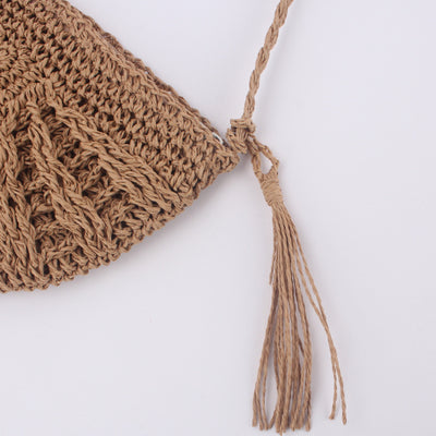 Bolsa de Playa Tejida a Mano con Asa Única y Detalles de Borlas Semicirculares - Image 10