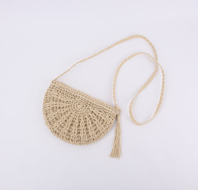 Bolsa de Playa Tejida a Mano con Asa Única y Detalles de Borlas Semicirculares - Image 9