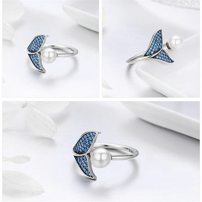 Anillo Ajustable de Plata Sterling S925 con Perlas de Concha Estilo Europeo - Image 2