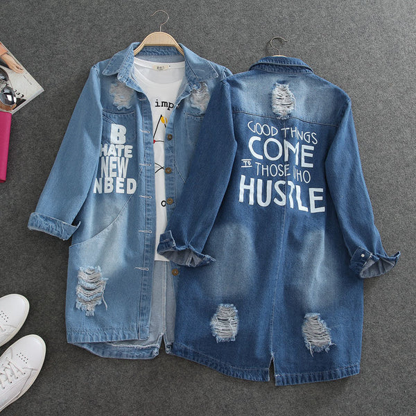 Chaqueta Denim Delgada de Manga Larga para Hombre