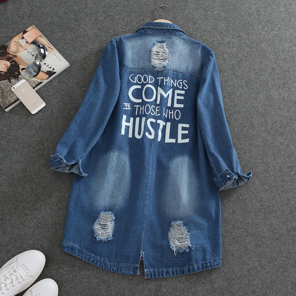 Chaqueta Denim Delgada de Manga Larga para Hombre