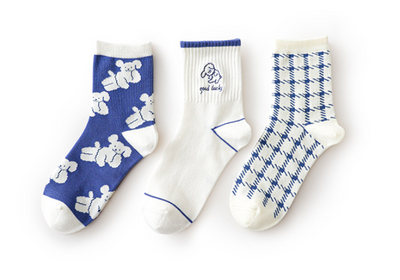 Calcetines Cortos para Niñas Diseño Perrito Azul