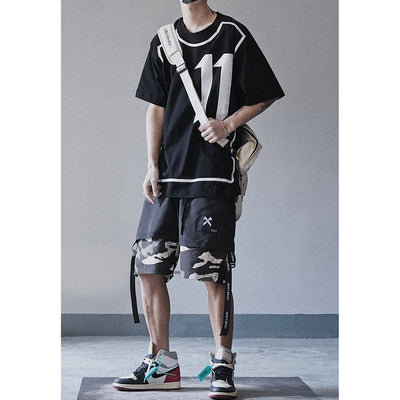 Shorts Deportivos Harajuku Falsa Doble Capa Cintura Suelta Tendencia - Image 7