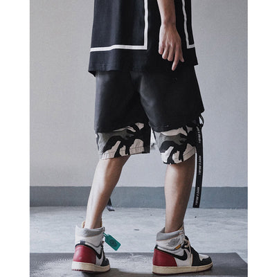 Shorts Deportivos Harajuku Falsa Doble Capa Cintura Suelta Tendencia - Image 8