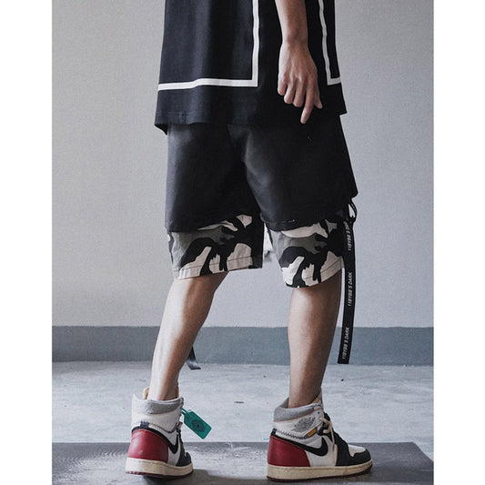 Shorts Deportivos Harajuku Falsa Doble Capa Cintura Suelta Tendencia - Image 2