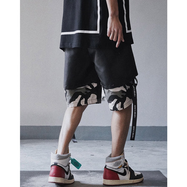Shorts Deportivos Harajuku Falsa Doble Capa Cintura Suelta Tendencia - Image 2