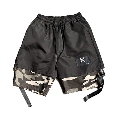 Shorts Deportivos Harajuku Falsa Doble Capa Cintura Suelta Tendencia - Image 3