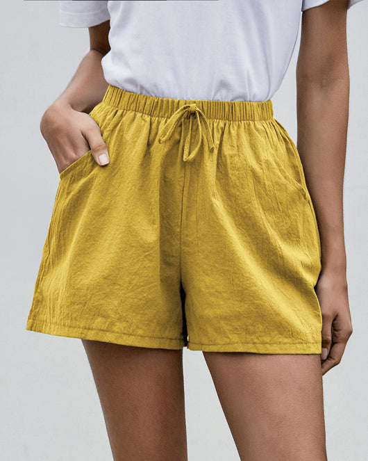 Pantalones Cortos de Lino Sueltos Cintura Alta para Mujer - Estilo Verano - Image 9