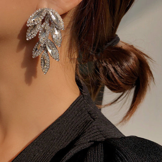 Aretes de Hoja de Diamante Brillante en Plata 925 con Borla Larga - Image 3