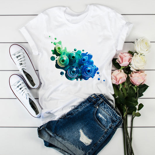 Playera Estampada Corta para Mujer con Diseño Nail Art - Image 4