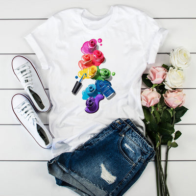 Playera Estampada Corta para Mujer con Diseño Nail Art - Image 5