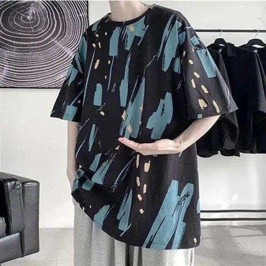 Camiseta Tie-dye Irregular para Hombre - Estilo Urbano Moderno