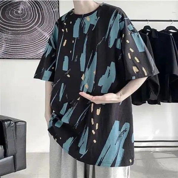 Camiseta Tie-dye Irregular para Hombre - Estilo Urbano Moderno