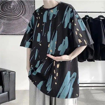 Camiseta Tie-dye Irregular para Hombre - Estilo Urbano Moderno