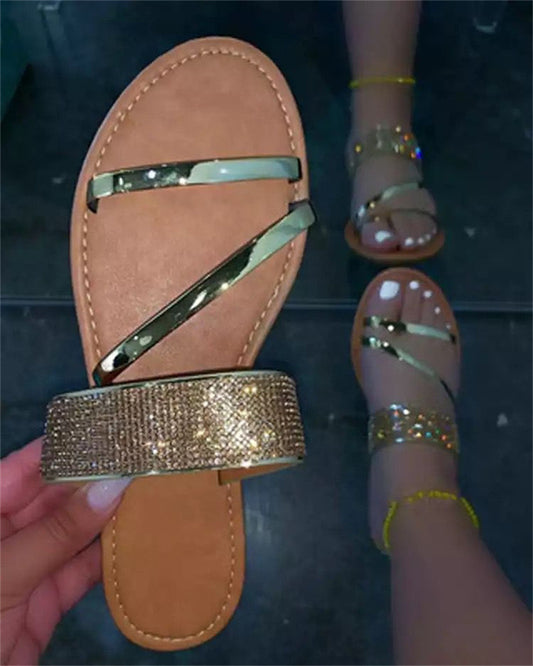 Sandalias Planas de Verano con Strass Romanas - Tallas Grandes - Image 2