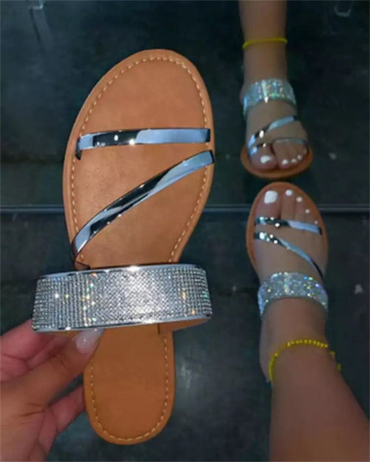 Sandalias Planas de Verano con Strass Romanas - Tallas Grandes - Image 3