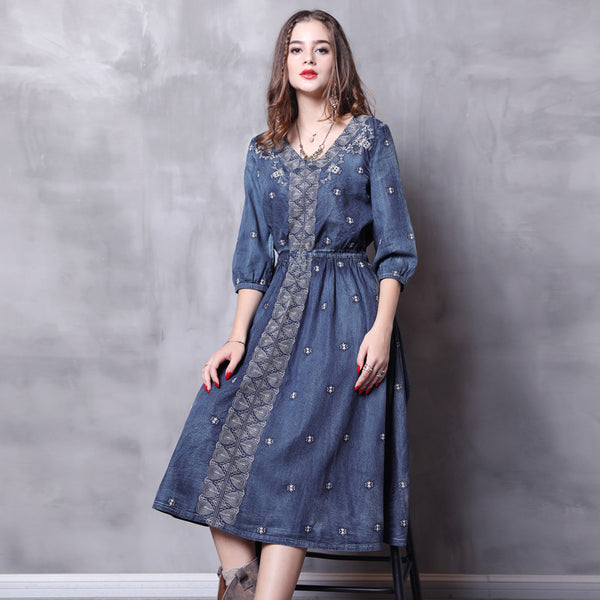 Falda Denim Amplia Retro Primavera Talla Grande