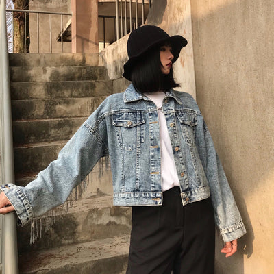 Chaqueta Denim Corta Suelta con Flecos para Mujer - Image 22