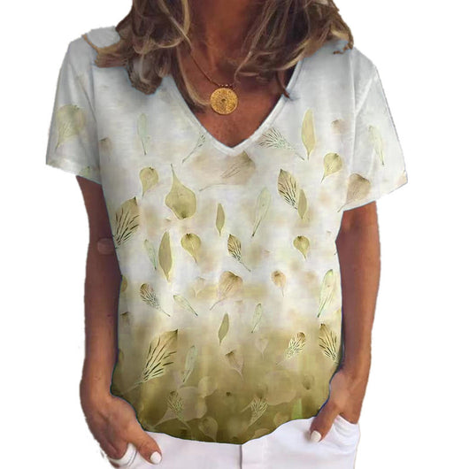 Blusa Estampado Flores con Escote V y Mangas Cortas - Image 3
