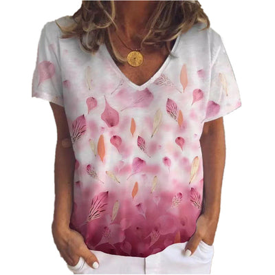 Blusa Estampado Flores con Escote V y Mangas Cortas - Image 4