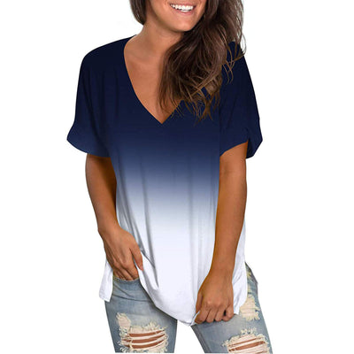 Blusa Degradado Escote V Manga Corta Suelta - Image 9