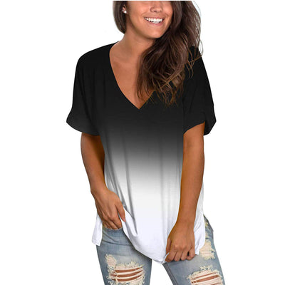 Blusa Degradado Escote V Manga Corta Suelta - Image 4