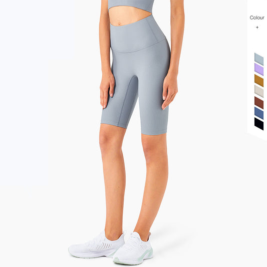 Shorts Yoga Cintura Alta Efecto Melocotón - Diseño Europeo Americano