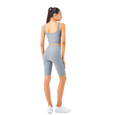 Shorts Yoga Cintura Alta Efecto Melocotón - Diseño Europeo Americano - Image 4