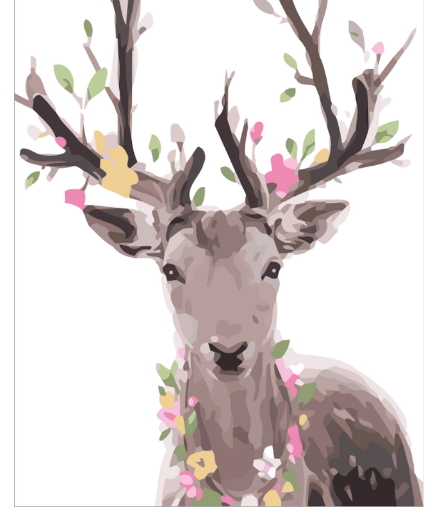 Cuadro de Pintura Digital Lienzo Infantil - Venado Auspicioso