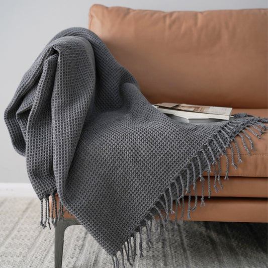 Manta Decorativa Gris Oscuro para Sofá y Cama