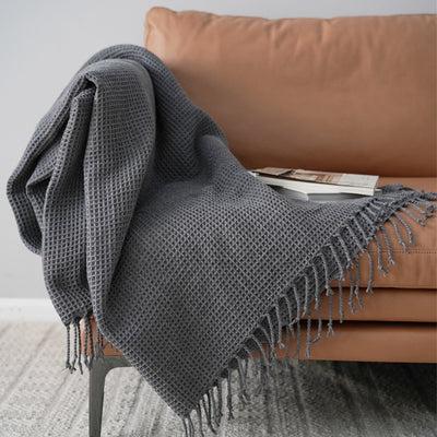 Manta Decorativa Gris Oscuro para Sofá y Cama