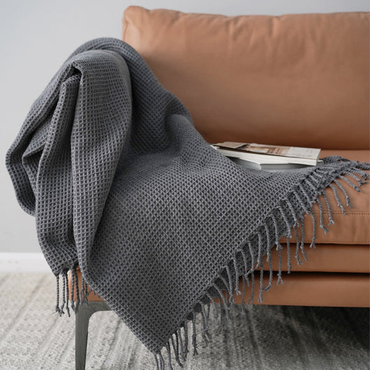 Manta Decorativa Gris Oscuro para Sofá y Cama