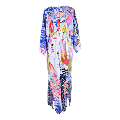 Blusa Playera Estampada con Cinturón - Cardigan Sexy de Playa - Image 10
